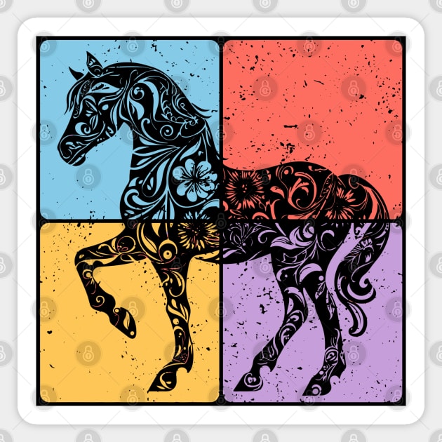 Vintage Horse Silhouette Equestrian Art Sticker by TuncGK